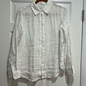 Banana Republic white linen button up blouse S